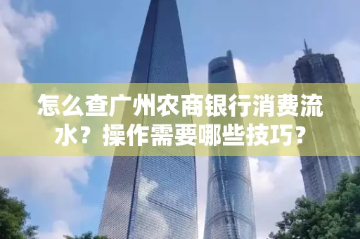 怎么查广州农商银行消费流水?操作需要哪些技巧?
